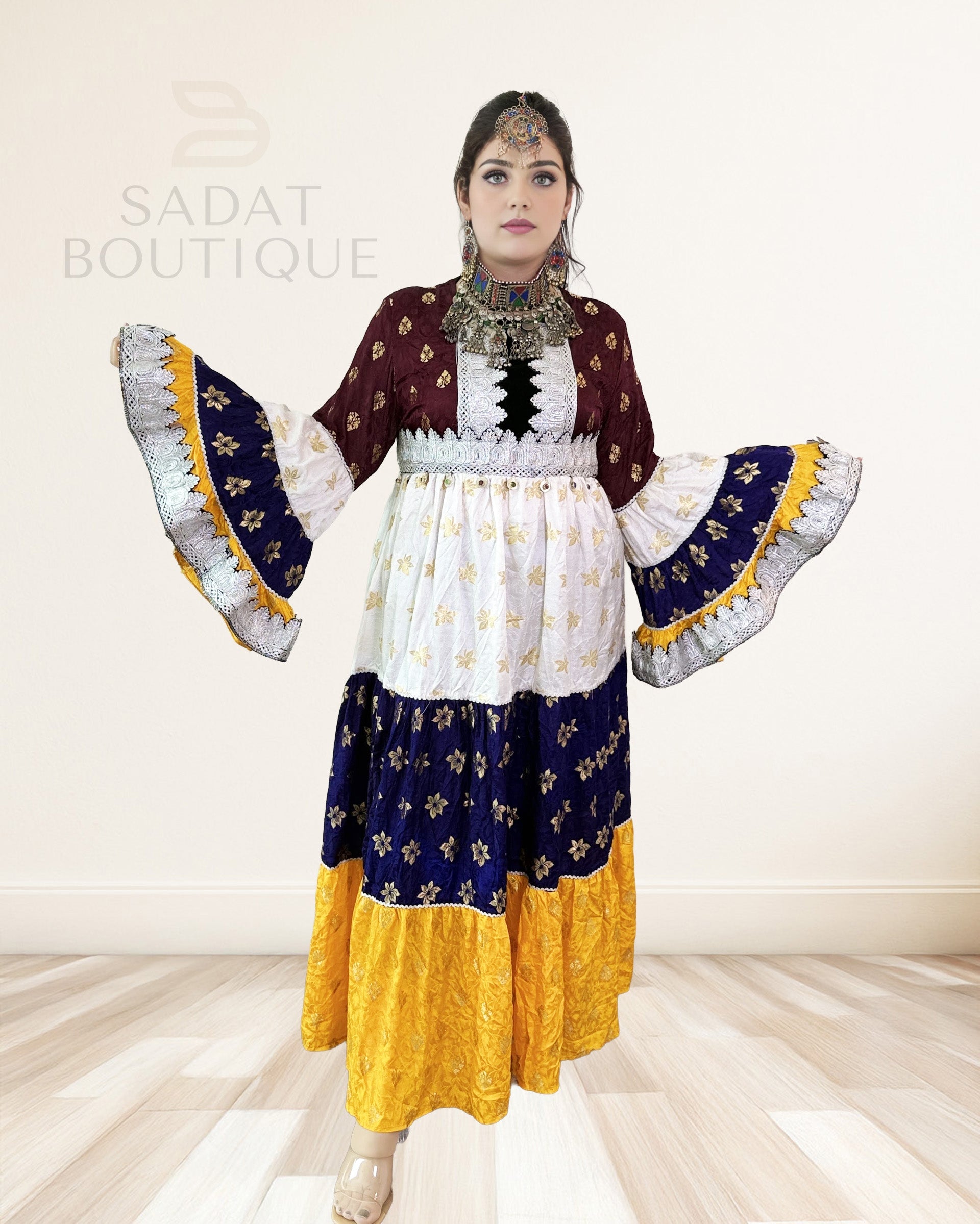 Mulberry, Ivory & Saffron Afghan Maxi Sadat Boutique