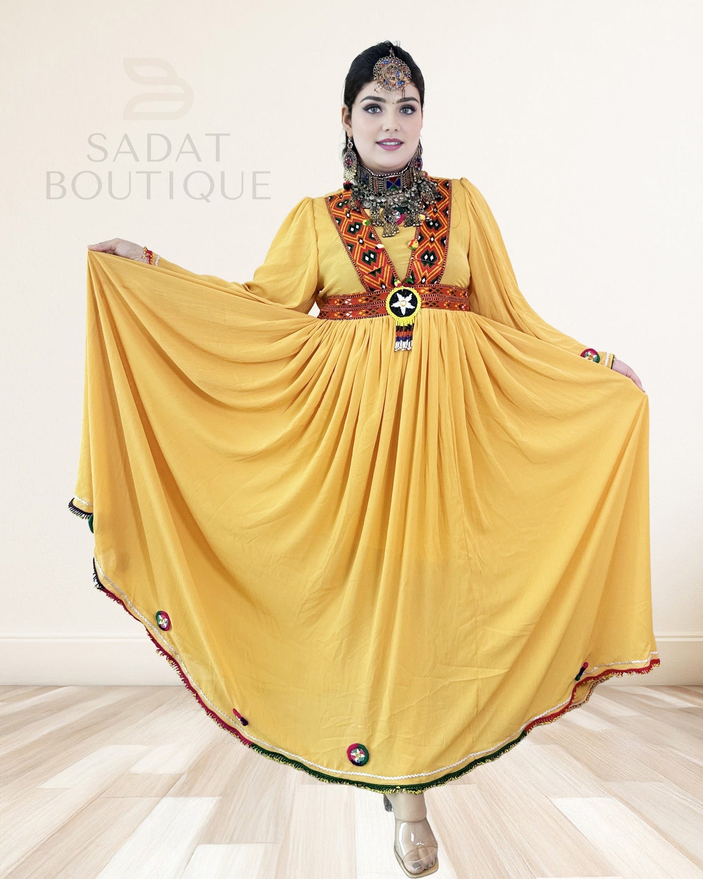 Marigold Afghan Beaded Maxi Sadat Boutique
