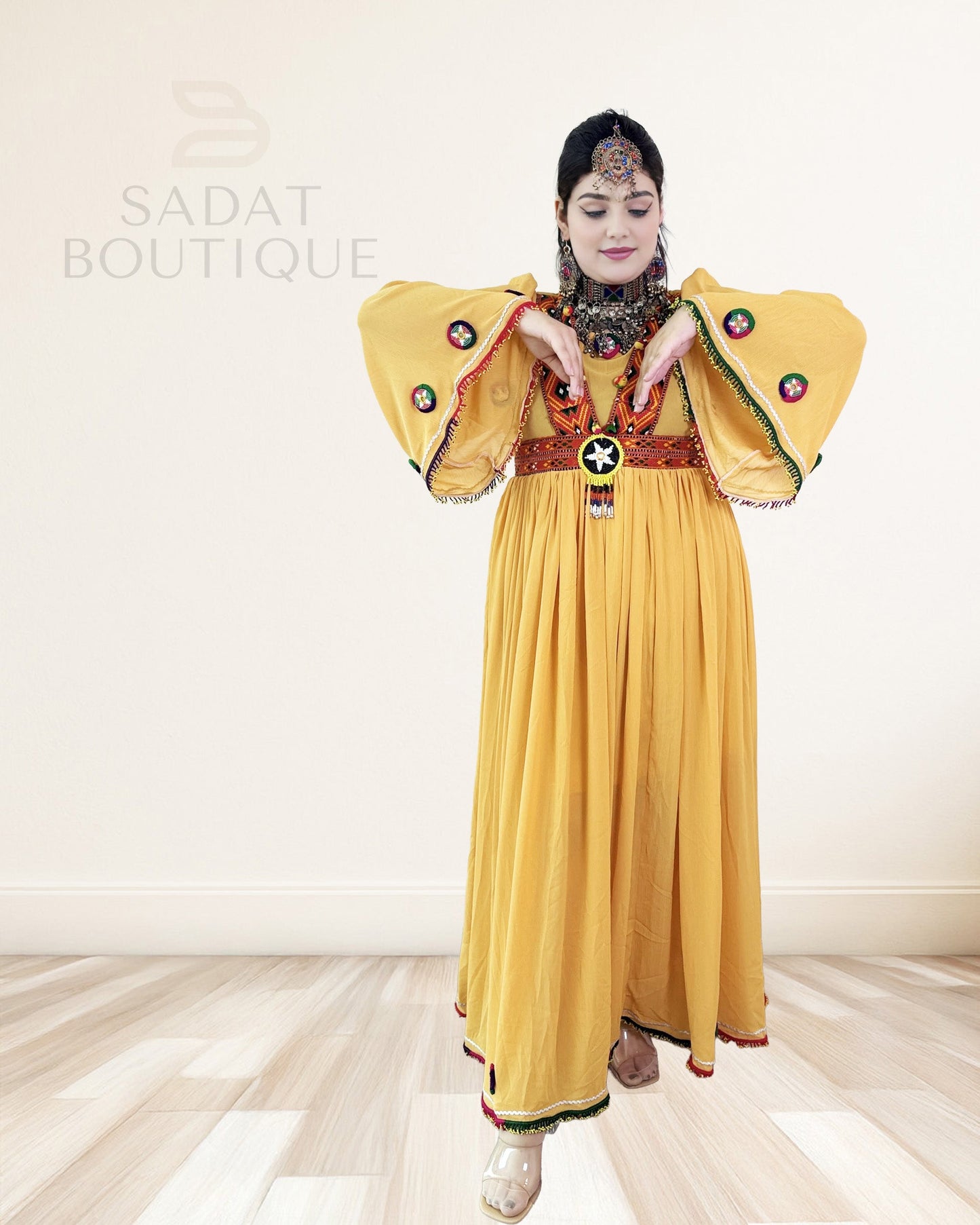 Marigold Afghan Beaded Maxi Sadat Boutique