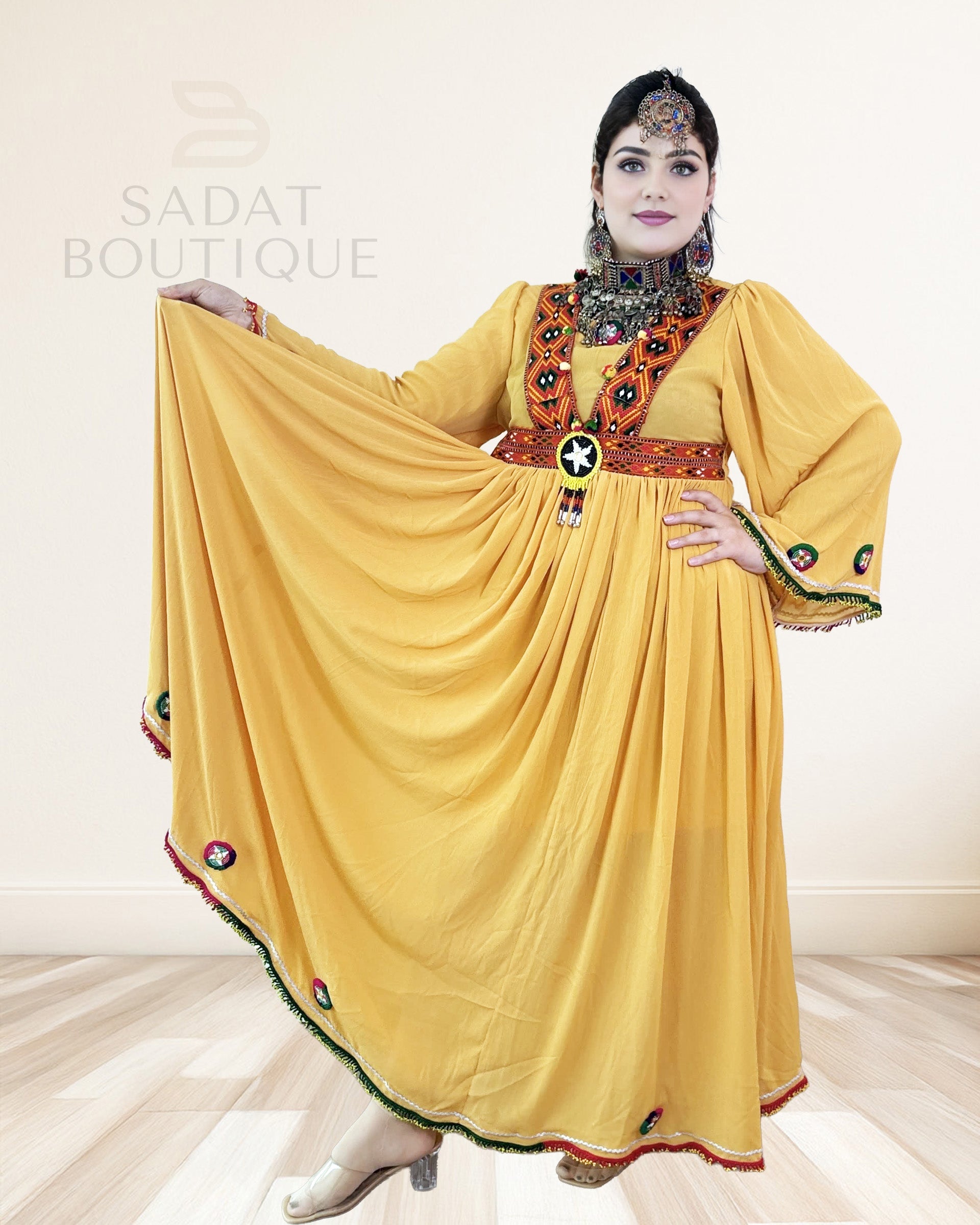 Marigold Afghan Beaded Maxi Sadat Boutique
